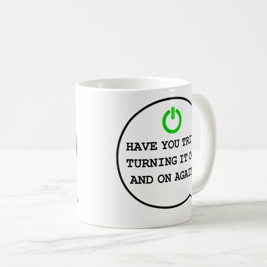 Funny Geek Quote Het uitschakelen en weer aan Humo Koffiemok (Voorkant rechts)