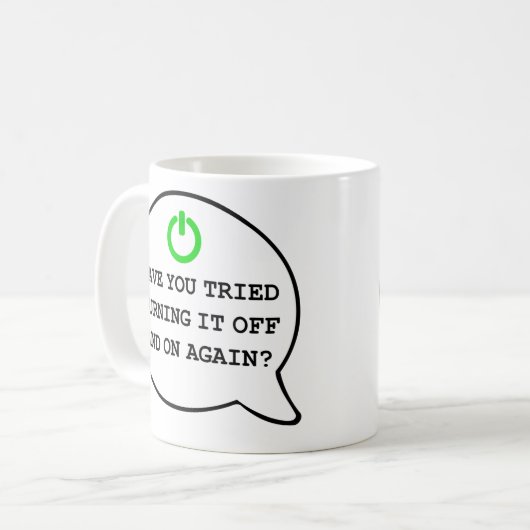 Funny Geek Quote Het uitschakelen en weer aan Humo Koffiemok (Voorkant links)