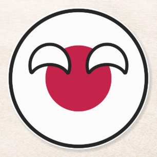 Funny Geeky Japan Countryball Flag Ronde Kartonnen Onderzetter