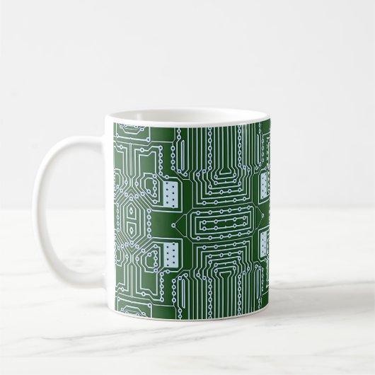 Funny Geeky Nerd Computer Circuit Board Patroon Koffiemok (Links)
