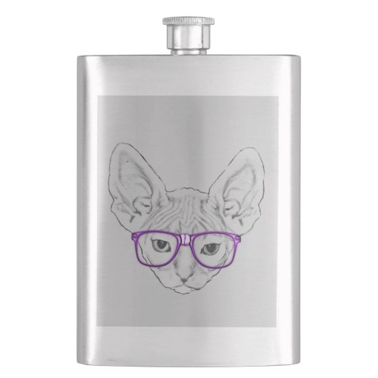Funny Geeky Nerdy Sphynx met gepantserde bril Flacon (Voorkant)