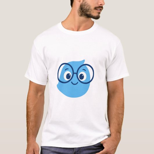 Funny Geeky Smiley Face T-Shirt for Men – Cute Blu (Voorkant)