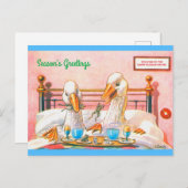 Funny Geese Breakfast in Bed Kerstmis 1908 copy Briefkaart (Voorkant / Achterkant)