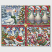 Funny Geese Christmas Wrapping Paper Cadeaupapier (Vlak)