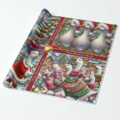 Funny Geese Christmas Wrapping Paper Cadeaupapier (Uitgerold)