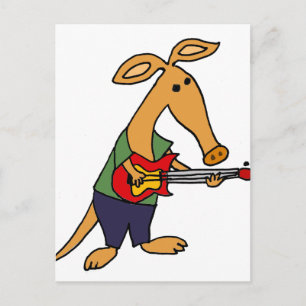 Funny Gekke Aardvark die elektrische gitaar speelt Briefkaart