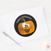 Funny Gekke Emoji Halloween Pumpkin Ronde Sticker (Envelop)