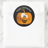 Funny Gekke Emoji Halloween Pumpkin Ronde Sticker (Tas)