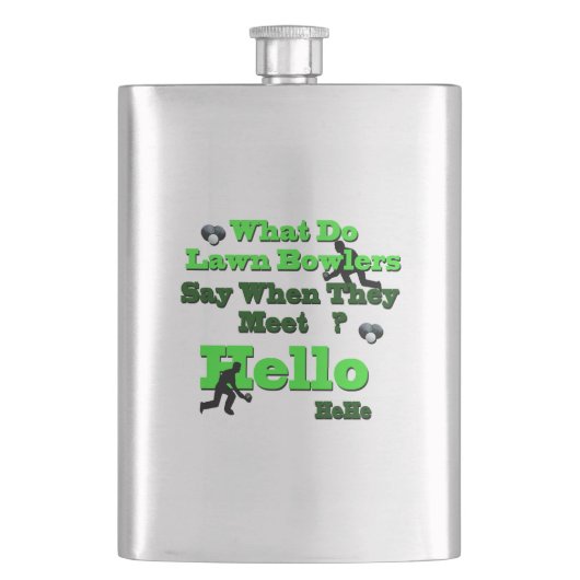 Funny Gekke Lawn Bowls Greeting, Hip Flask Flacon (Voorkant)