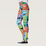 Funny Gekke Monsters Pattern Colorful Monster Face Leggings<br><div class="desc">Grappig Gekke Monsters Pattern Colorful Monster Face Leggings. Rode,  oranje,  gele,  groene,  blauwe en paarse,  grappige monstergezichten op vierkantjes kleuren. Eén oogmonsters en twee oogmonsters hebben een patroon van deze schattige leggings. Krante monsters over de hele druk.</div>