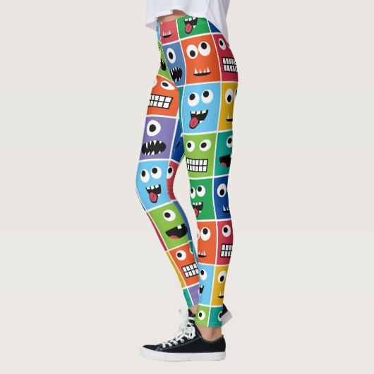 Funny Gekke Monsters Pattern Colorful Monster Face Leggings (Links)