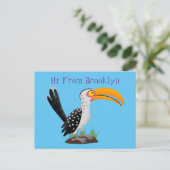 Funny gele paardenvogel cartoon briefkaart (Staand voorkant)