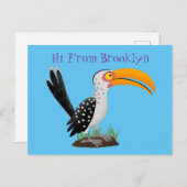 Funny gele paardenvogel cartoon briefkaart (Voorkant / Achterkant)