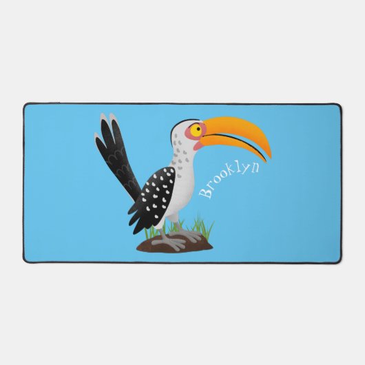 Funny gele paardenvogel cartoon bureaumat (Voorkant)