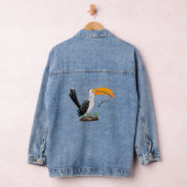 Funny gele paardenvogel cartoon denim jacket (Hangar)