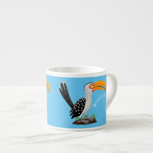 Funny gele paardenvogel cartoon espresso kop (Voorkant rechts)