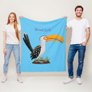 Funny gele paardenvogel cartoon fleece deken