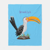 Funny gele paardenvogel cartoon fleece deken (Voorkant)