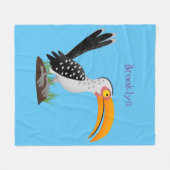 Funny gele paardenvogel cartoon fleece deken (Voorkant (Horizontaal))