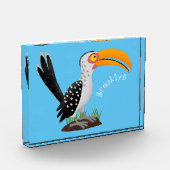 Funny gele paardenvogel cartoon fotoblokken (Links)