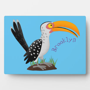 Funny gele paardenvogel cartoon fotoplaat