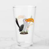Funny gele paardenvogel cartoon glas (Achterkant)