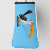Funny gele paardenvogel cartoon golfheadcover (Draai 90)