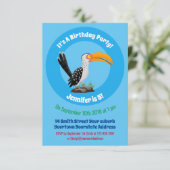 Funny gele paardenvogel cartoon kaart (Staand voorkant)