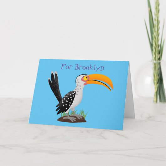 Funny gele paardenvogel cartoon kaart (Voorkant)