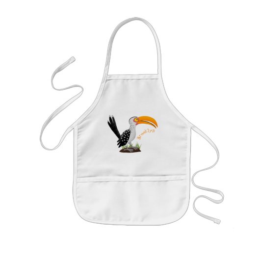 Funny gele paardenvogel cartoon kinder schort (Voorkant)