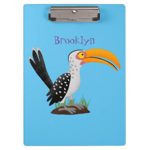Funny gele paardenvogel cartoon klembord