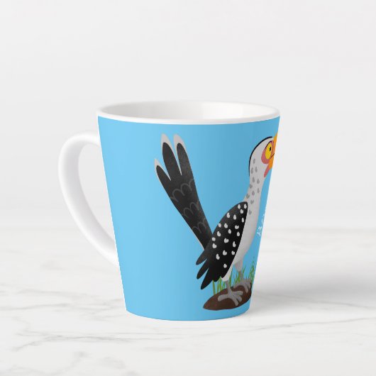 Funny gele paardenvogel cartoon latte mok (Linkerhoek)