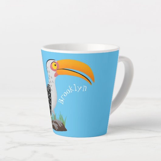 Funny gele paardenvogel cartoon latte mok (Rechterhoek)