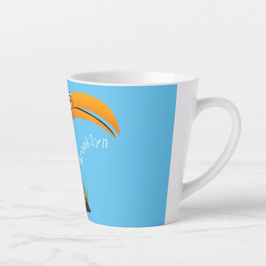 Funny gele paardenvogel cartoon latte mok (Rechts)