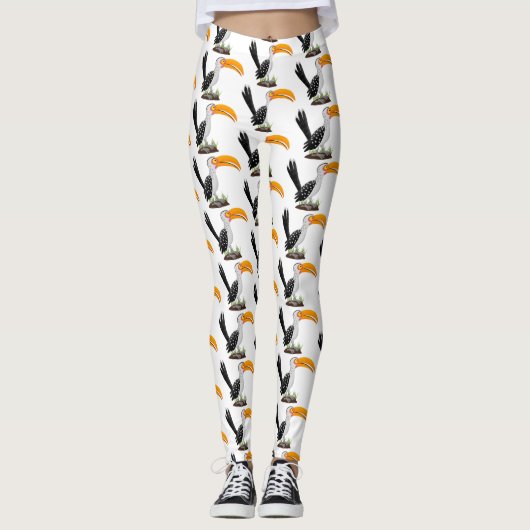 Funny gele paardenvogel cartoon leggings (Voorkant)