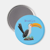 Funny gele paardenvogel cartoon magneet (Voorkant / Achterkant)