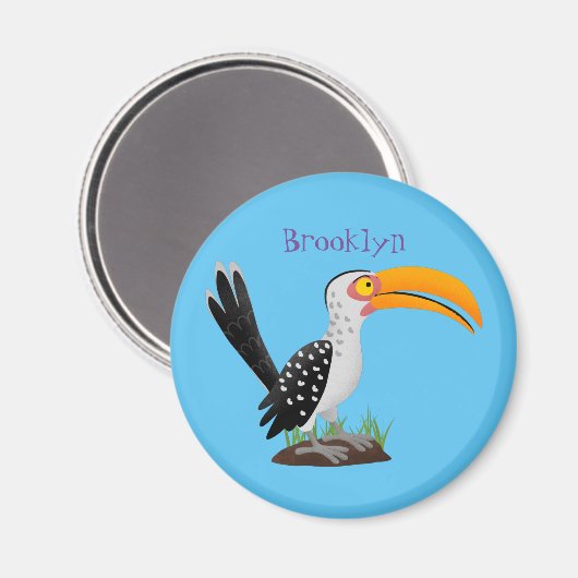 Funny gele paardenvogel cartoon magneet (Voorkant / Achterkant)