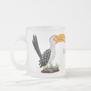 Funny gele paardenvogel cartoon matglas koffiemok
