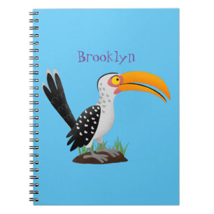 Funny gele paardenvogel cartoon notitieboek