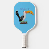 Funny gele paardenvogel cartoon pickleball paddle (Achterkant)