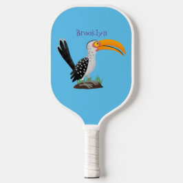 Funny gele paardenvogel cartoon pickleball paddle