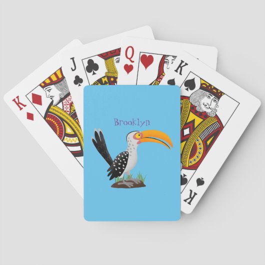 Funny gele paardenvogel cartoon pokerkaarten (Achterkant)