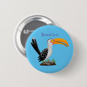 Funny gele paardenvogel cartoon ronde button 5,7 cm (Voorkant /achterkant)