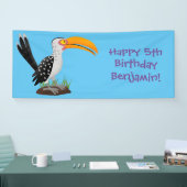 Funny gele paardenvogel cartoon spandoek (Beurs)