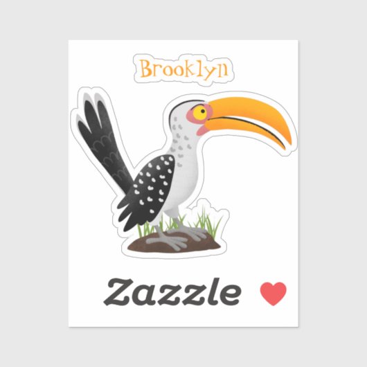 Funny gele paardenvogel cartoon sticker (Vel)
