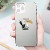 Funny gele paardenvogel cartoon sticker (Telefoon)