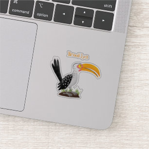 Funny gele paardenvogel cartoon sticker