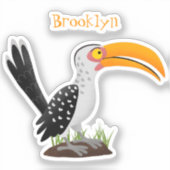 Funny gele paardenvogel cartoon sticker (Voorkant)