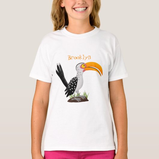 Funny gele paardenvogel cartoon t-shirt (Voorkant)