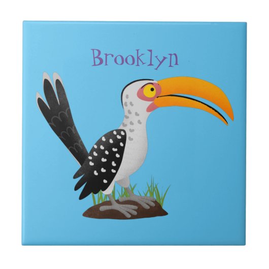 Funny gele paardenvogel cartoon tegeltje (Voorkant)